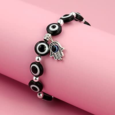El Regalo Unisex Evil Eye Hamasa Hand Bracelets | Evil Eye Hamasa Hand Bracelet To Protect From Negative Energy (Black)