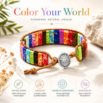 El Regalo Tibetan 7 Chakra Stone Bracelet Natural Assorted Gemstone Tube Beaded Braided Bracelet (Round)
