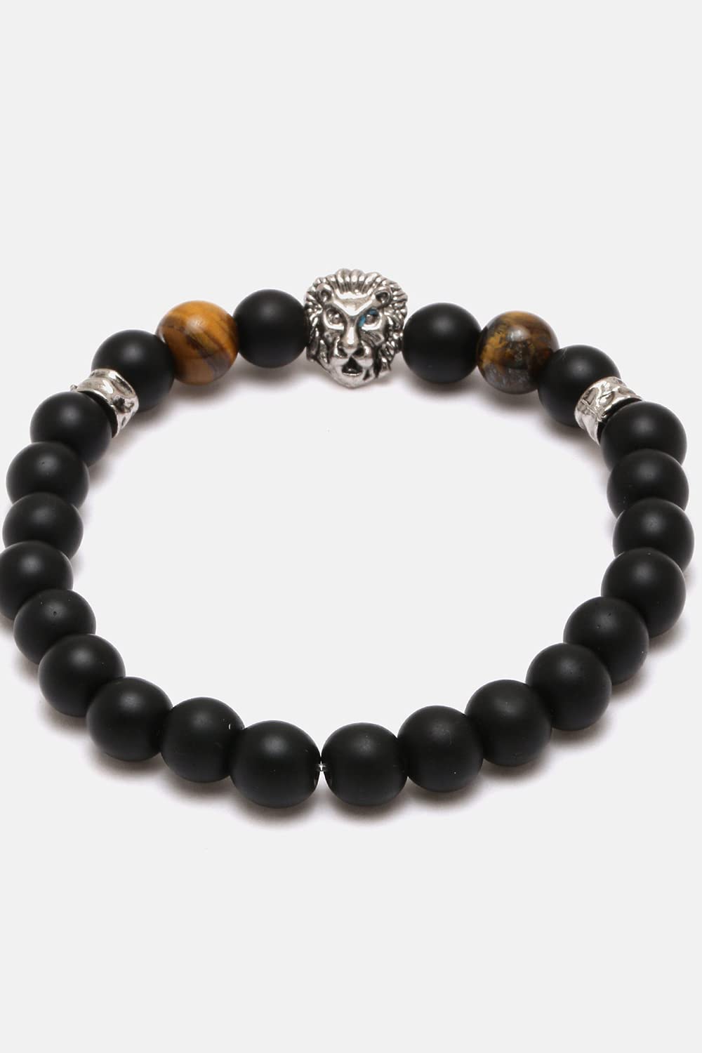 El Regalo Natural stones Lion Charm Elastic Bracelet for Boys/Men