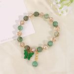 El Regalo 1 PC Butterfly Sparkly Crystal Beads Tassel Bracelet With Cute Enamel Butterfly Charms for Girls/Teens/Women (Green)