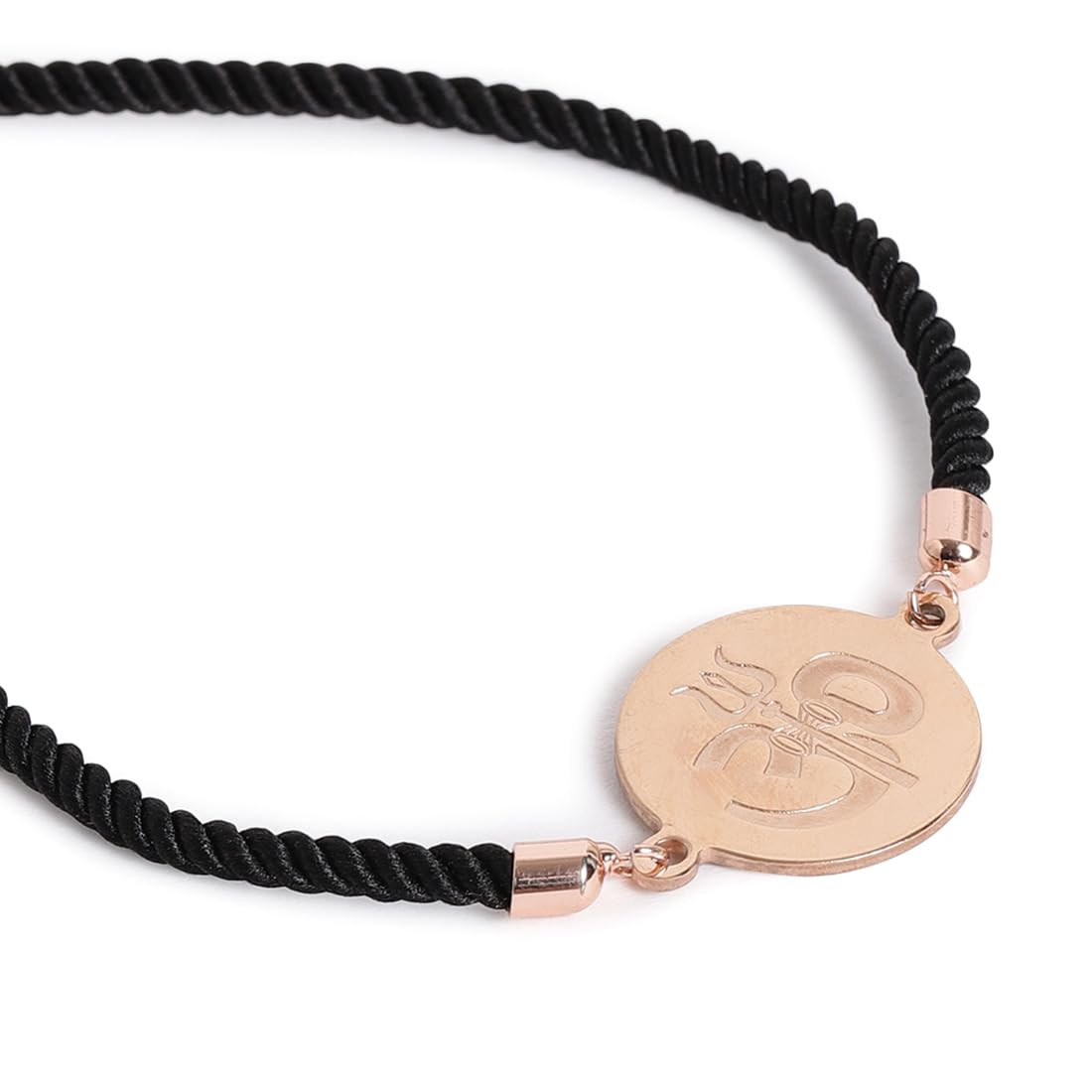 El Regalo 1 PC Stainless Steel OM/Aum Rakhi for Brother - Anti Tarnish Adjustable Rakhi Bracelet for Bhai/Bhatija- Comes with Message Card, Roli-Chawal & Rakhi Box (Rose Gold OM Rakhi)