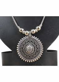 El Regalo Goddess Durga Ma German Silver Pendant Necklace | Traditional Temple Jewelry | Durga Ma Necklace for Durga Pooja & Navratra Pooja