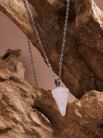 El Regalo 1PC Natural Stones Pointed Pendulum Unisex Pendant Necklace- Natural Healing Stones Peandant Chain Necklaces- Reiki healing/Feng shui (Pink Rose Quartz)