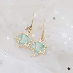 El Regalo 1 Pair Enamel Fall Maple Leaves Hypoallergenic Drop Earrings for Girls/Teens/Women (Silky Green Maple Leaves)