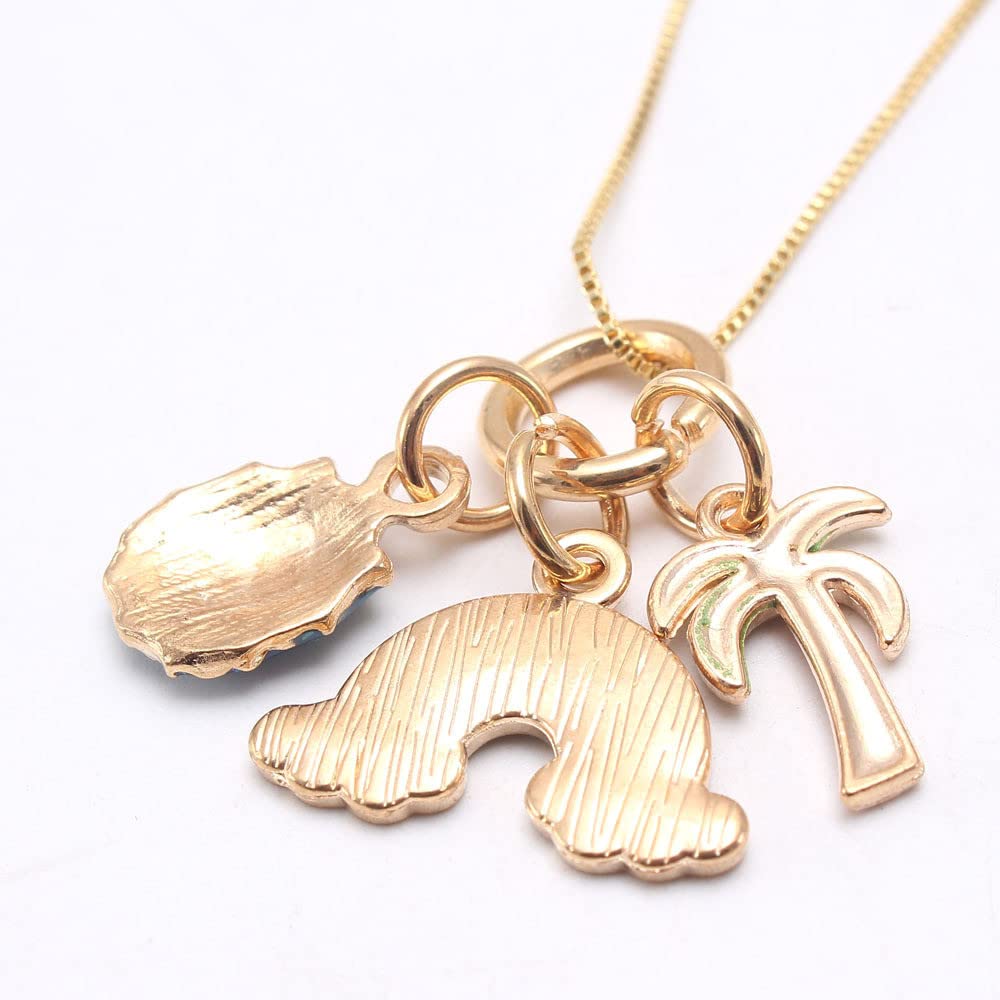 El Regalo 1 PC Kids Enamel Charms Pendant Necklaces For Girls/Teens- Unicorn Rainbow Mermaid Love Heart Starfish Shell Star Pendants Play Necklace Jewelry (Rainbow Tree & Shell Necklace)