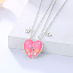 El Regalo Girls 2 Pcs BFF Best Friend Forever Split Magnetic Matching Pendant Necklaces Set- Heart, Flower, Swan Etc Pendant Friendship Necklaces (BF Heart Pendants)