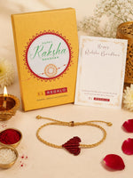 El Regalo Simple Heart Bracelet Rakhi for Brother - Handwoven Adjustable Macrame Rakhi with Roli Chawal | Minimalist Rakshabandhan Bracelet for Bhai in Elegant Rakshabandhan Box (Red-A)