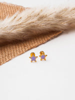 El Regalo 3 Pairs Cute Stainless Steel CZ Stud Earrings Combo for Kids/Girls/Teens/Women - Stars, Heart, Flower, Butterfly, Disco Ball, Stones - Hypoallergenic Flatback Earrings (Style-11)