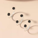 El Regalo 3PCS Adjustable Open Rings Set for Women & Girls | Minimalist Pearl & Bead Finger Rings | Fashion Stackable Ring Set (Black)