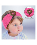 El Regalo Baby Woolen Knitting Infant Button Headbands Turban Head Wrap Knotted Hair Band for Girls & Boys (Pink)