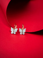 El Regalo Cute 2 Pairs Butterfly Lever Hook Earrings Combo for Girls & Women- Elegant Small Butterfly Hoop Earrings- Gift for Girls/Her (Yellow & Blue)