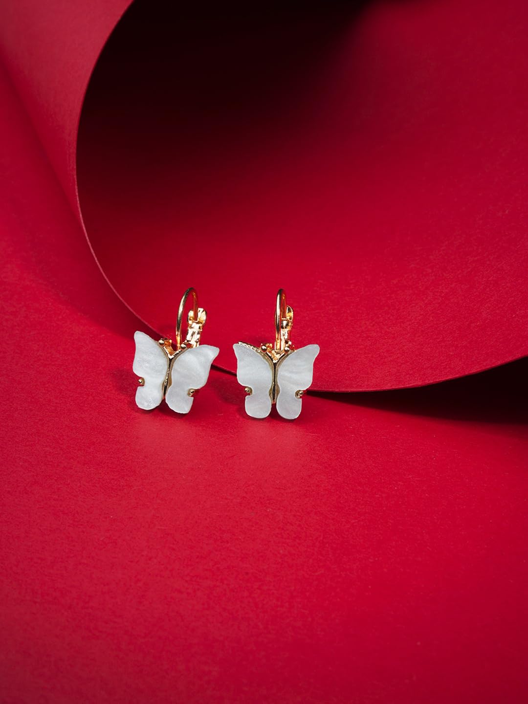 El Regalo Cute 2 Pairs Butterfly Lever Hook Earrings Combo for Girls & Women- Elegant Small Butterfly Hoop Earrings- Gift for Girls/Her (Yellow & Blue)
