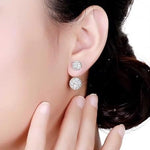 El Regalo CZ Double Disco Balls Front Back 2-in-1 Stud Earrings for Girls & Women - Shambhala Rhinestone Ball Jacket Earrings - Sparkling Cubic Zirconia Studs with Elegant Dual-Wear Design