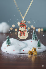 El Regalo Christmas Pendant Necklace Set for Women & Girls - Sparkling Snowman, Reindeer & Snowflake Long Chain Jewelry | Festive Xmas Accessories | Rhinestone & Enamel Christmas Necklaces (Xmas Snowman)