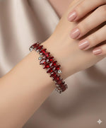 El Regalo Marquise Cut Crystals Tennis Bracelet for Women - Adjustable Bypass Wrap Bracelet, Cubic Zirconia Jewelry Gift (Red)