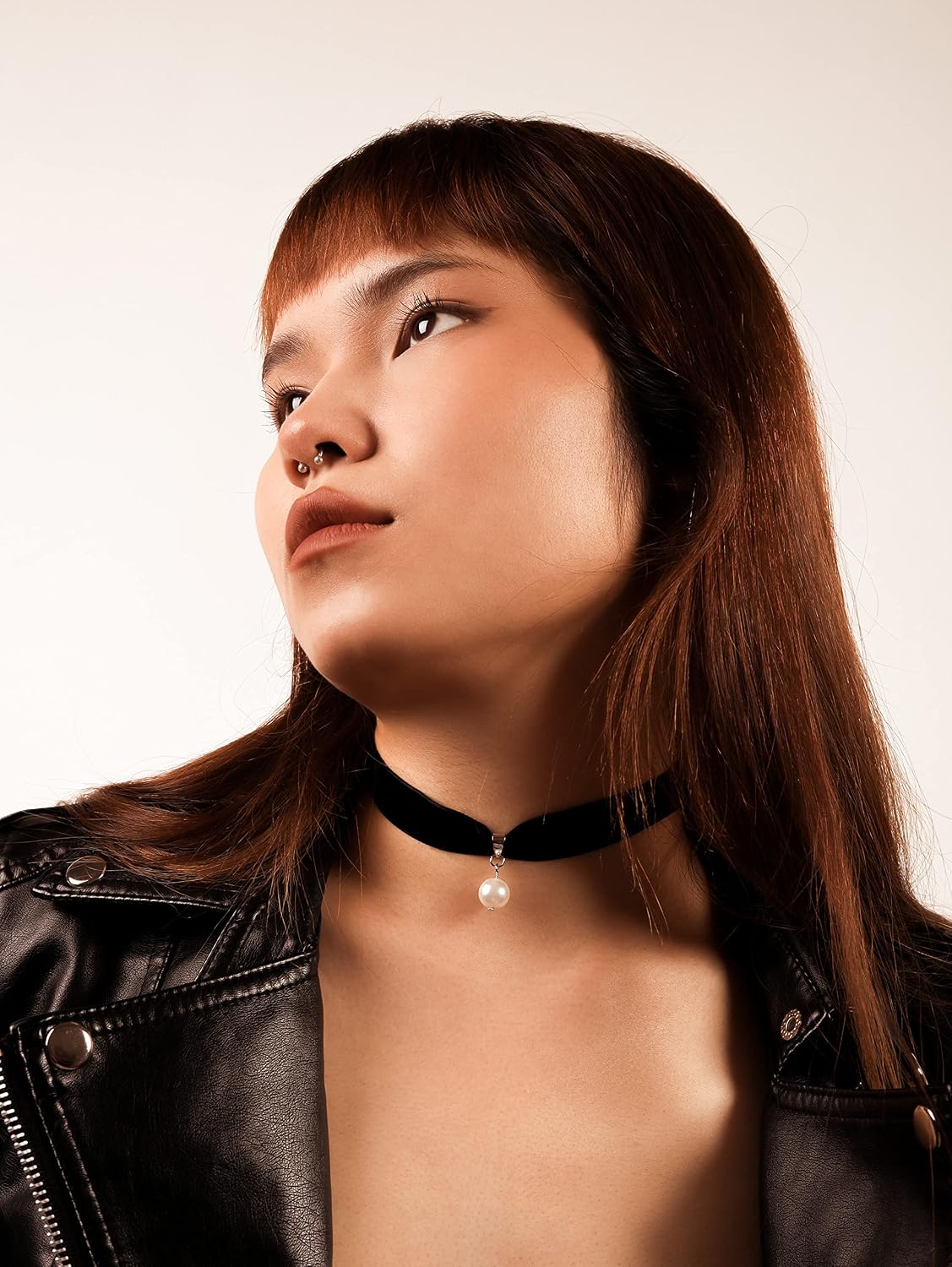 Sacina Gothic Pearl Choker, Pearl Choker Necklace, Black Velvet Choker, Halloween Christmas New Year Jewelry Gift For Women