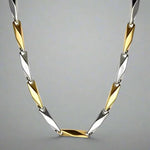 El Regalo Elegant Dual Tone Stainless Steel Unisex Rice Chain for Men & Women- Gold Silver Tone - Italian Dual Tone Rice Anti Tarnish/Waterproof Chain