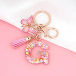 El Regalo Personalized Name Initials Butterfly Charm Keychain - Custom Letter Keyring with Pink Tassel & Butterfly Pendant, Purse, Bag, Backpack Accessory (G Letter)