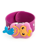 El Regalo 2 PCs Mermaid Snap Silicon Slap Wristband for Girls & Boys- Kids Party Favors, Mermaid and Stars Slap Bands for Kids Girls Boys (Magenta & Blue)