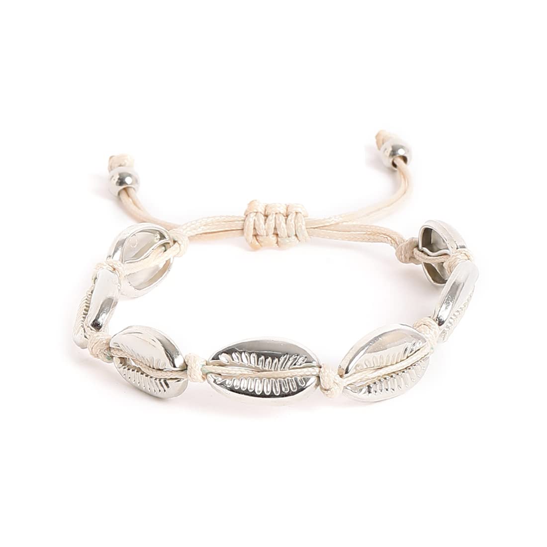 El Regalo 1 PC Metal Cowrie Shell Anklet/Bracelet for Girls & Women- Bohemian Adjustable Anklet/Bracelet Hand-woven for Girl Women (Style-2)