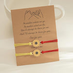 El Regalo Unisex 2 Pcs Sunflower Bracelets Set- Handmade Boho Sunflower Daisy BFF Friendship Bracelets Adjustable Braided Rope Pinky Promise Bracelets (Red)