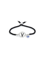 El Regalo Name Initials Evil Eye Bracelet Rakhi for Brother- Name Letter CZ Rakhi with Roli Chawal, Message Card in Rakshabandhan Box for Bhai (Black-V)