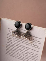 El Regalo Ethnic Oxidized Stone Stud Jhumka Earrings for Girls/Women- Exquisite Silver Lookalike Jhumki