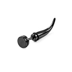 El Regalo 2Pcs Punk Stainless Steel Ear Stud Earrings for Boys/Men- Horn Style Spike Men's Cool Gothic Hippie Earrings (1 Black & 1 Silver)