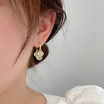 El Regalo 3 Moonstone Dangle Hoop Earrings- Love Ear Buckle Temperament Spiral Beads Hypoellergenic Hoop Earrings