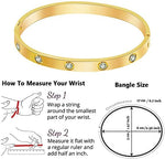 El Regalo Stainless Steel Bangle Bracelet with Cubic Zirconia/CZ for Women - Stainless Steel Openable Bracelet with Magnetic Lock (Gold)