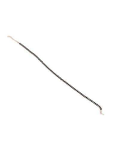 El Regalo German Silver Beads One Leg Beaded Bohemian Fashion Anklets for Women (Black & Silver) (Style-1)