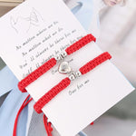 El Regalo Unisex 2PCs BFF Best Friend Magnetic Heart Couple Bracelet Set for Couples/Best Friends/Besties/Lovers (Both Red Heart)