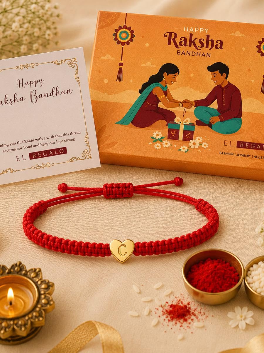 El Regalo Red Ethnic Rakhi Dori Kids Rakhi - C letter