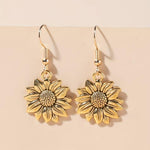 El Regalo Vintage Sunflower Earrings- Bohemian Sunflower Hook Earrings for Girls & Women (Golden)