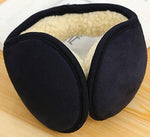 El Regalo 1PC Unisex Warm Knit Earmuffs- Winter Outdoor Fur Earwarmer, Foldable, Adjustable Wrap Ear Warmer for Girls/Boys/Men/Women (Black Fleece)