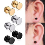 El Regalo Surgical Stainless Steel Dumbbell Barbell Unisex Stud Earrings for Girls/Boys/Men/Women- 8mm, Screw Helix Tragus Piercing Allergy Free Stud Earrings (Silver)