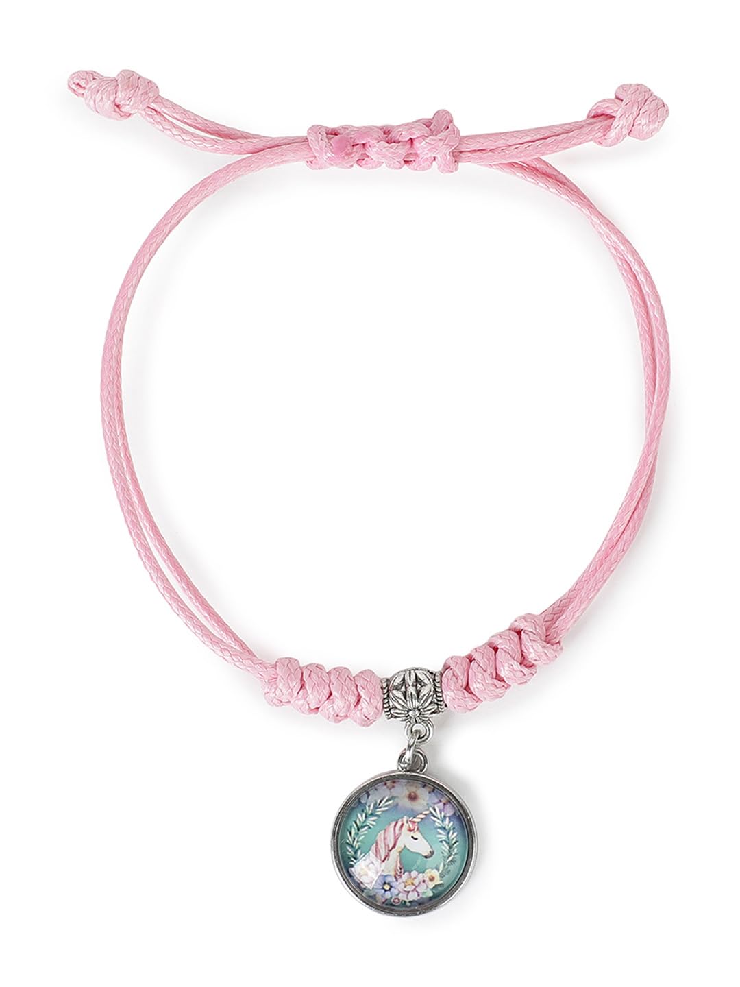 El Regalo 1PC Cute Girls Kids Unicorn Bracelet- Adjustable Hand Braided Floral Unicorn Rope Bracelets for Girls (Pink Floral Unicorn)