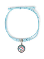 El Regalo 1PC Cute Girls Kids Unicorn Bracelet- Adjustable Hand Braided Floral Unicorn Rope Bracelets for Girls (Sky Blue Floral Unicorn)