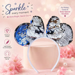El Regalo Kids Sequin Mouse Ear Hairband with Bow for Girls | Cute Cartoon Mouse Headband | Glitter Party Hair Accessory | Fancy Dress Hair Band for Birthday, Theme Party, Halloween, Christmas & Photoshoot (Grey)