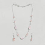 El Regalo 2PCs Crystals Beads Necklace & Earrings Jewelry Set for Kids/Girls & Teens - Shimmering/Matt Crystal Beads Fancy Jewelry Set (Pink Stars)