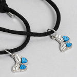 El Regalo 2pcs BF Magnetic Heart Butterfly Bracelets for Best Friends/Besties/Couples - Butterfly Relationship Matching Bracelet Set Mutual Attraction Rope Bracelets (Blue-White Butterfly Bracelet)