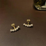 El Regalo Pearls Heart Jacket Earring for Girls & Women | Korean Pearl Dual Purpose Love Heart Gold Color Earrings