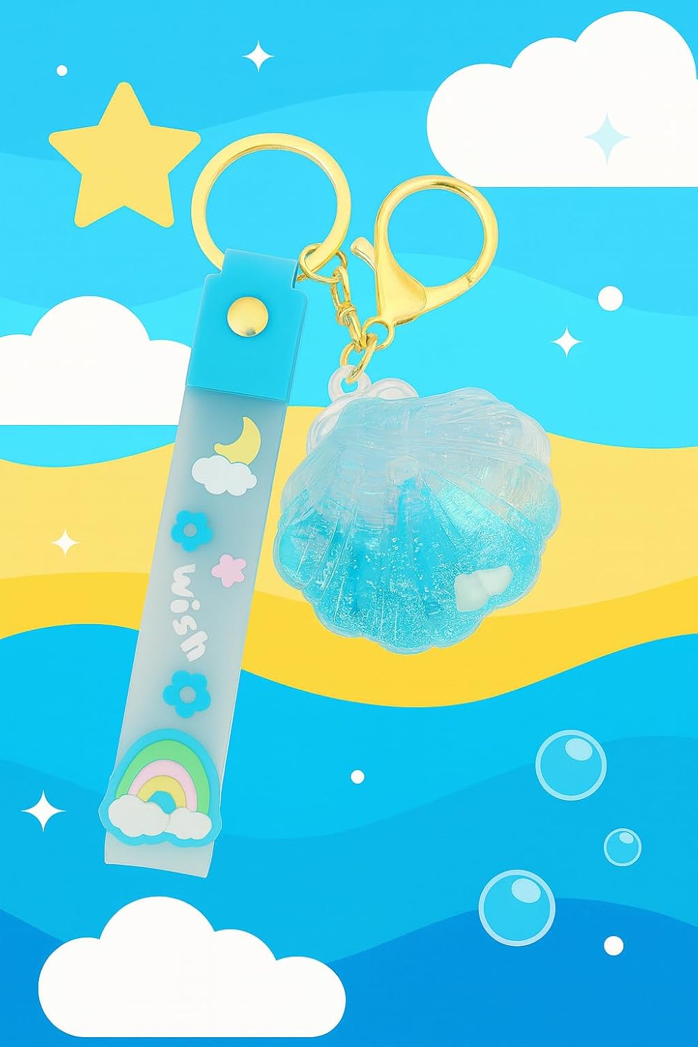 El Regalo 1PC Liquid Filled Keychains for Kids & Teens - Cute Colorful Water Motion Keyrings for Backpack, Purse & Keys - Fun Moving Liquid Design (Style-5)