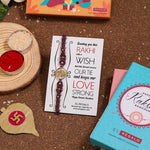 El Regalo 1PC Chakra Rakhi for Brother- Designer Chakra Reiki Healing Symbols Hand Braided Rakhi with shagun, Rakhi Card in Gift Box for Bhaiya/Bhabhi/Niece/Nephew (Third Eye Chakra)