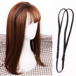El Regalo Women Double Strands/Layered Twist Glossy Braided Hair Wig Simulated Hair Elastic Forehead Hairband (Black)