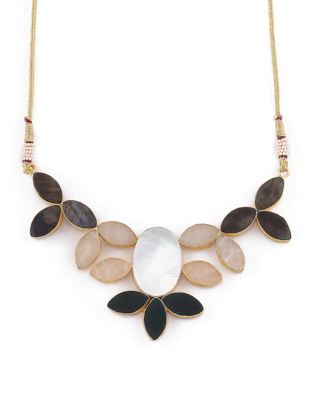 El Regalo Semiprecious Stones Choker Necklace & Earrings Jewelry Set for Girls & Women