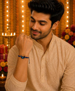 El Regalo Evil Eye Rakhi for Brother, Fancy Bracelet Rakhi with Roli Chawal in Gift Box (Moon Evil Eye -Blue)