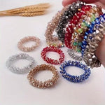 El Regalo 10PCs Crystal Rhinestone Hair Ties Set - Beaded Scrunchies & Ponytail Holders for Women - Soft, Durable, Stretchy Crystal Hair Accessories - Elegant Ponytail Fixer & Bracelet in 10 Mixed Colors