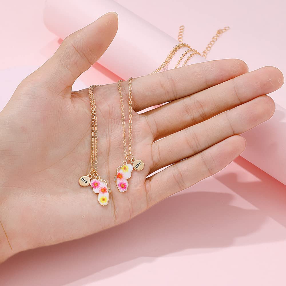 El Regalo BFF 2PCs-Split Magnetic Matching Best Friends Forever Pendant Necklaces Set- Rainbow Hearts, Mermaid Shell, Unicorns, Butterflies Pendant Necklaces (Magnetic BF Butterflies)For Unisex Adult