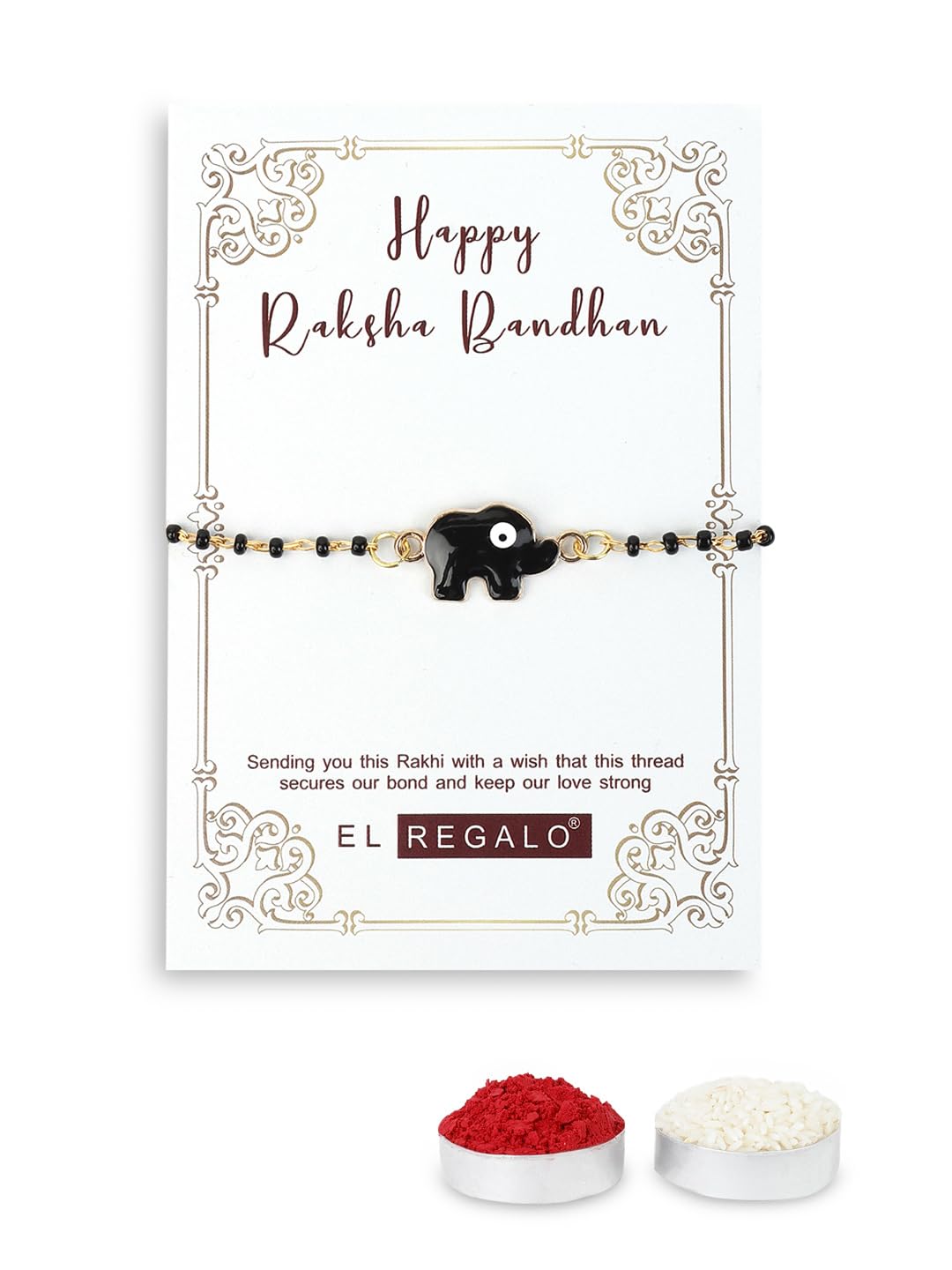 El Regalo Cute Evil Eye Nazaria Bracelet Rakhi for Babies/Kids with Roli Chawal, Rakhi Message card in Rakhi Gift Box- Baby Nazaria Rakhi (Pink CZ Evil Eye Nazaria Rakhi)